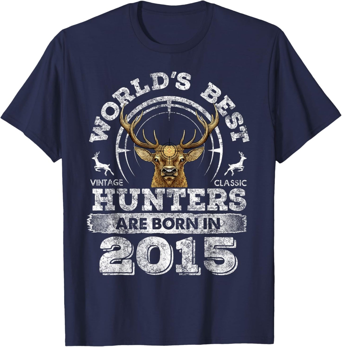 7 Years Old Deer Hunter Born in 2015 7th Birthday Hunter T-Shirt - T-Shirt | Navy