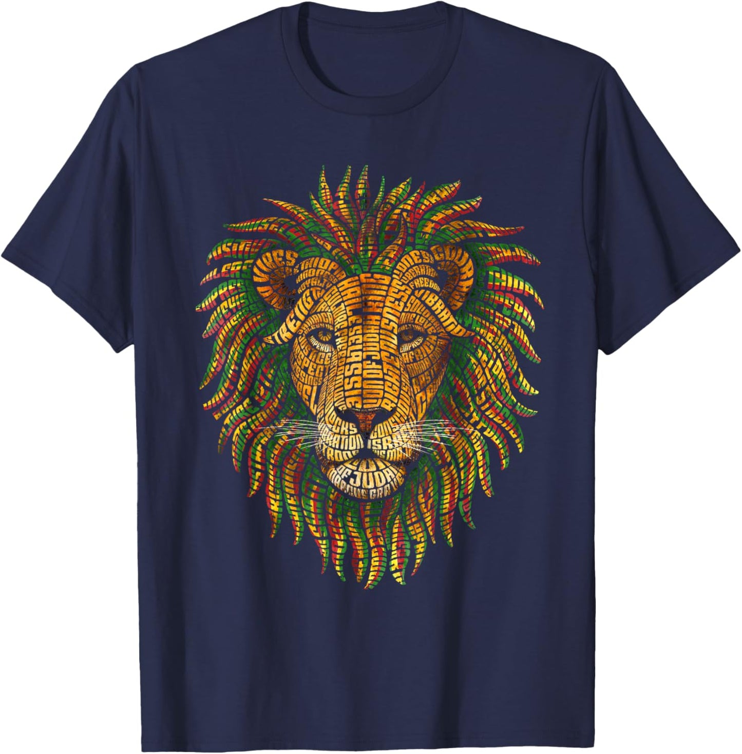 Men Women Jamaica Souvenir Rasta Lion of Judah Roots Reggae T-Shirt - T-Shirt | Navy