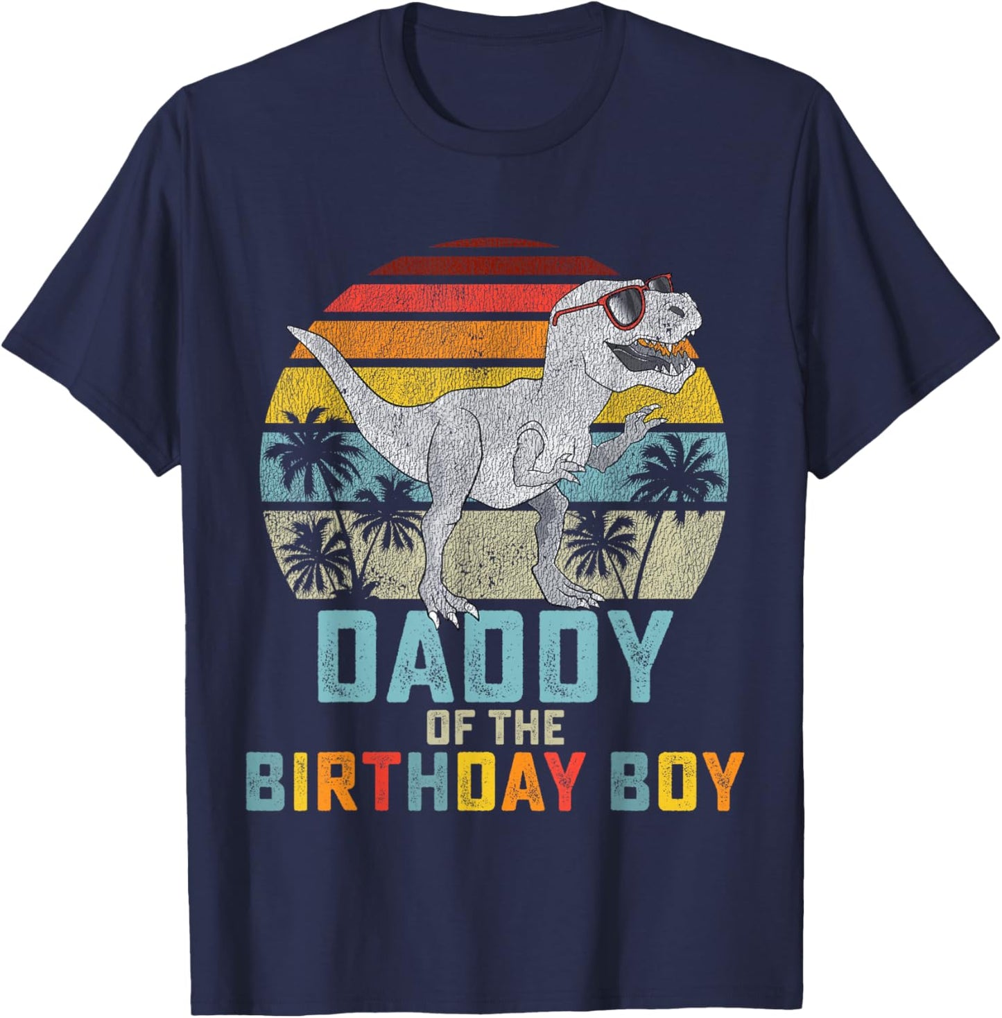 Daddy Dinosaur of The Birthday Boy Dad Matching Family T-Shirt - T-Shirt | Navy