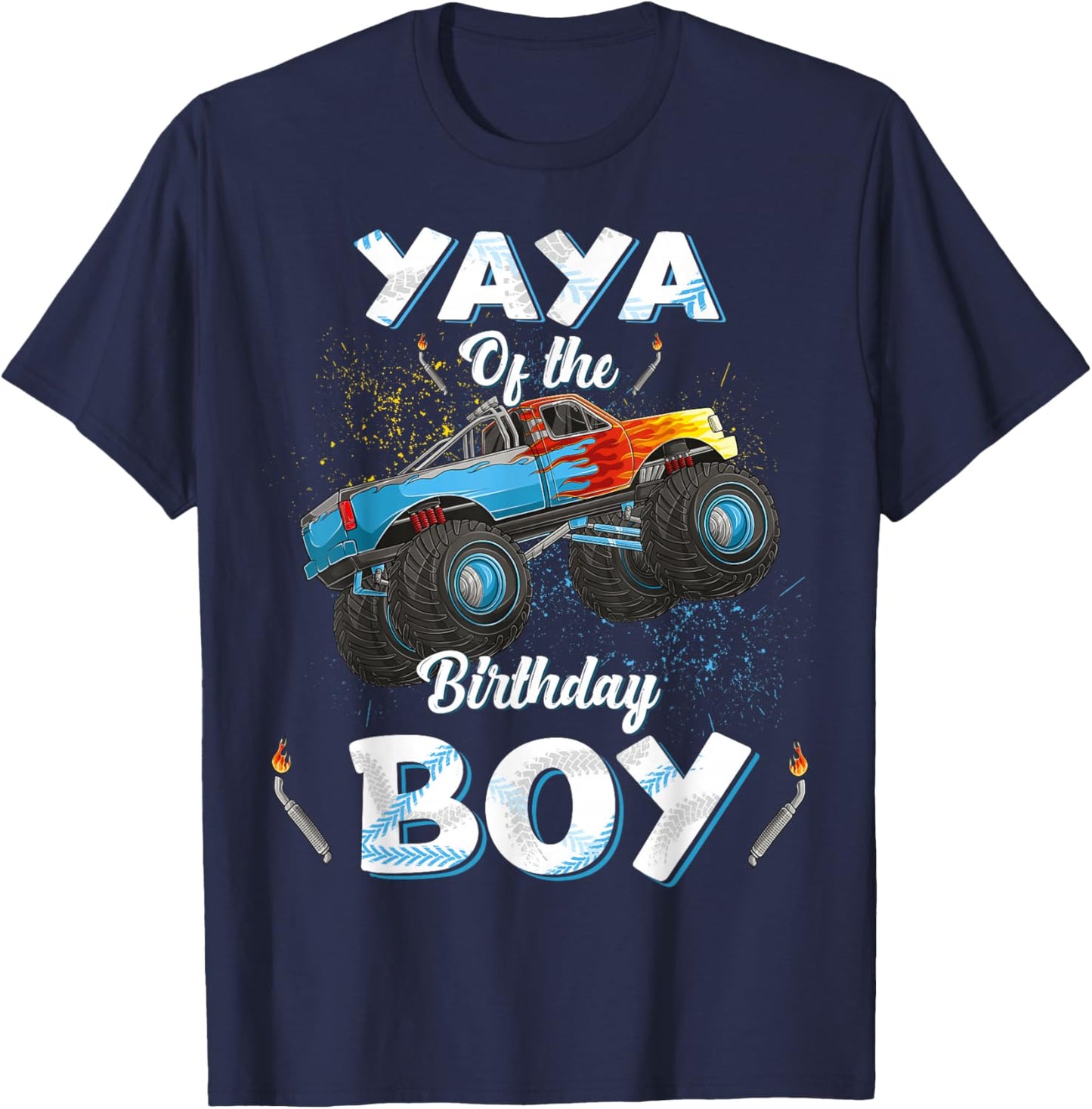 Yaya Of The Birthday Boy Monster Truck Bday Women Grandma T-Shirt - T-Shirt | Navy