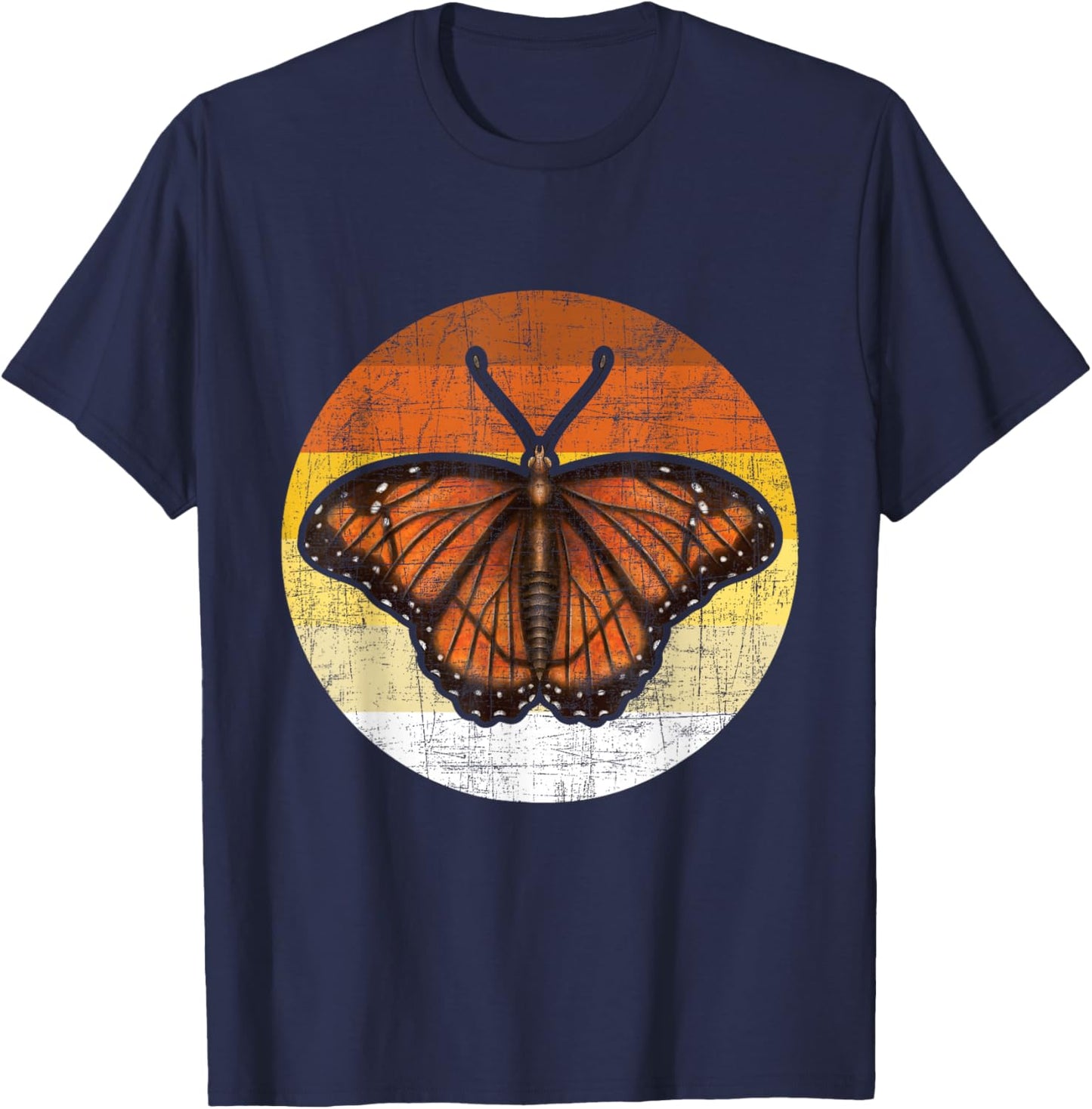 Retro Butterfly Lover - Gardener Butterflies Entomologist T-Shirt - T-Shirt | Navy