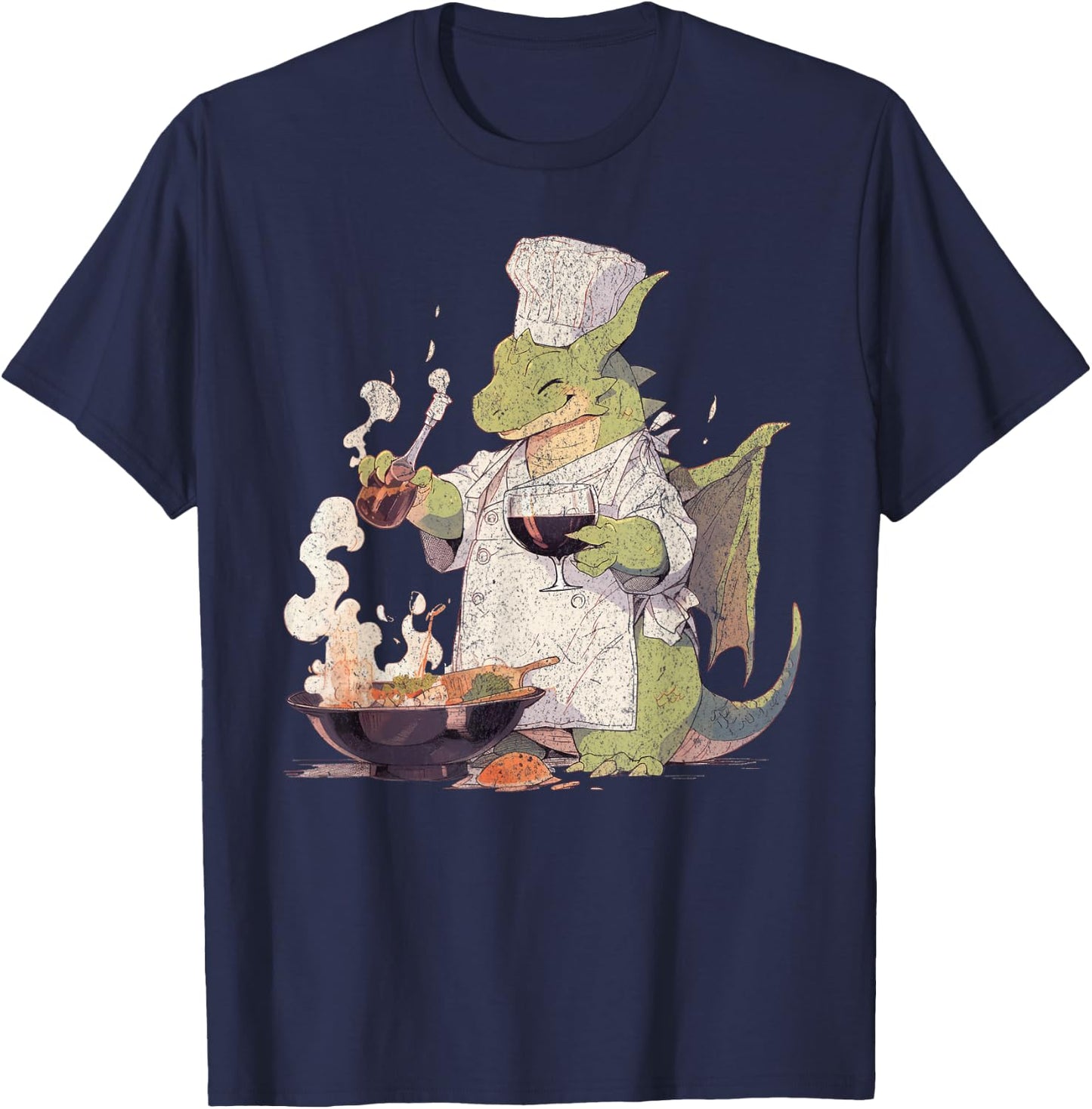 Dragon Chef Cute Cooking Baking Baker Fantasy Lover Book T-Shirt - T-Shirt | Navy