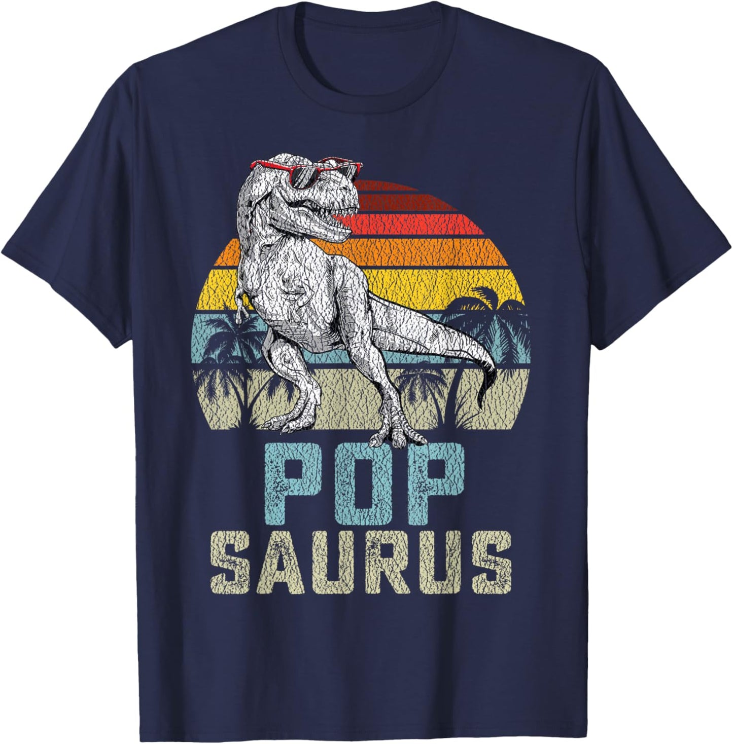 Popsaurus T Rex Dinosaur Pop Saurus Family Matching T-Shirt - T-Shirt | Navy
