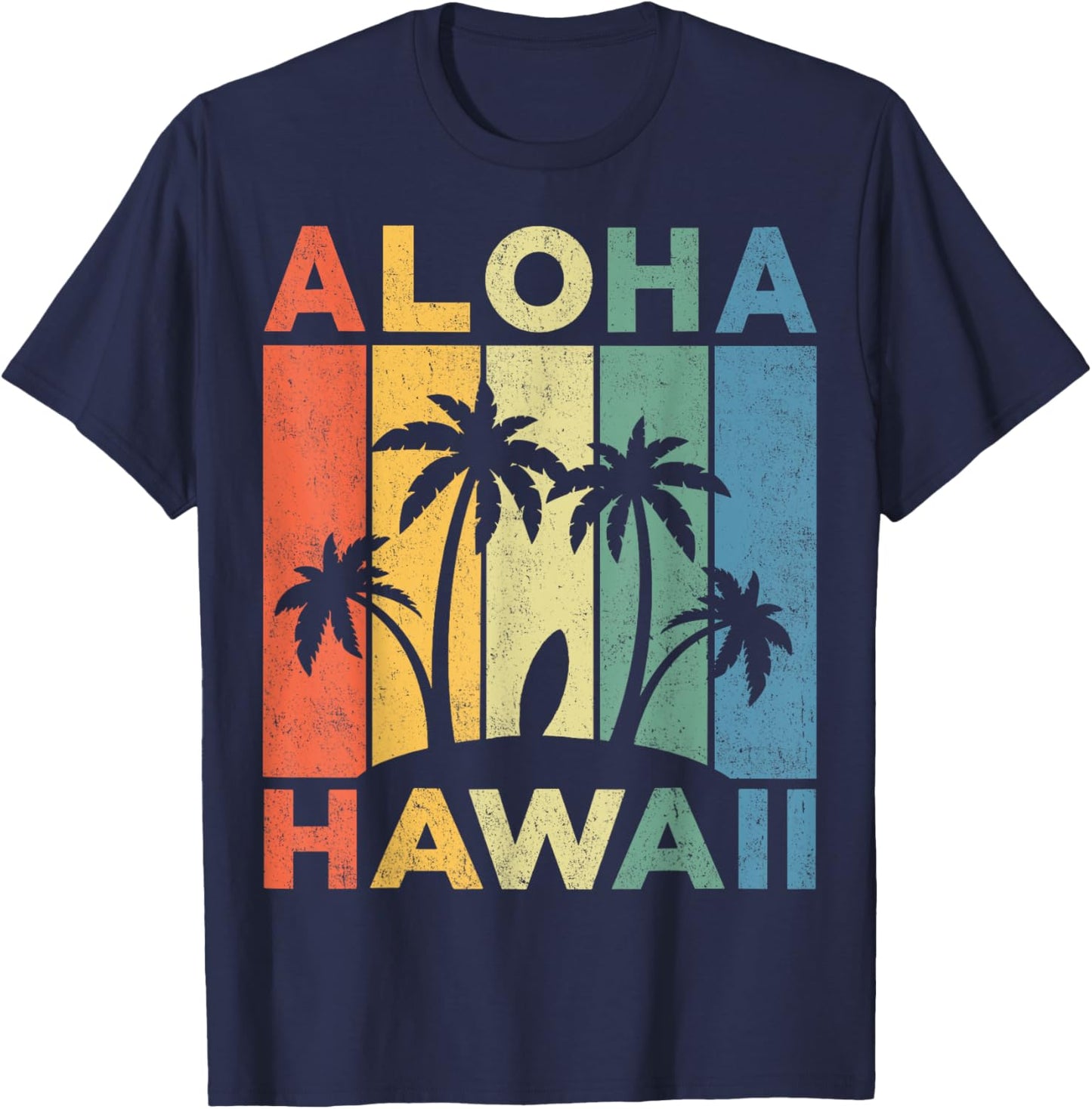Aloha Hawaii Hawaiian Island Shirt Palm Beach Surfboard Surf Men Women Girls Kids T-Shirt - T-Shirt | Navy