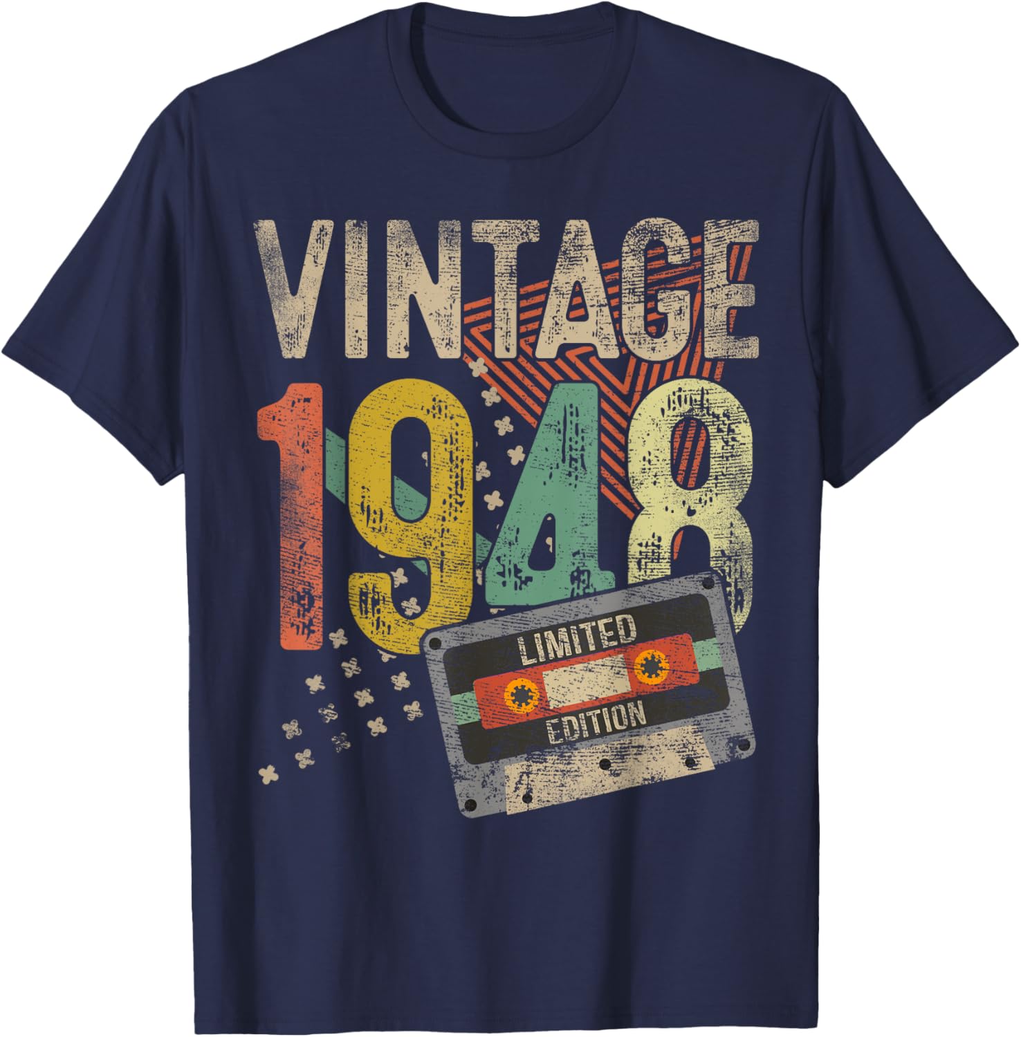 Vintage 1948 77th Birthday Gifts Women 77 Year Old T-Shirt - T-Shirt | Navy