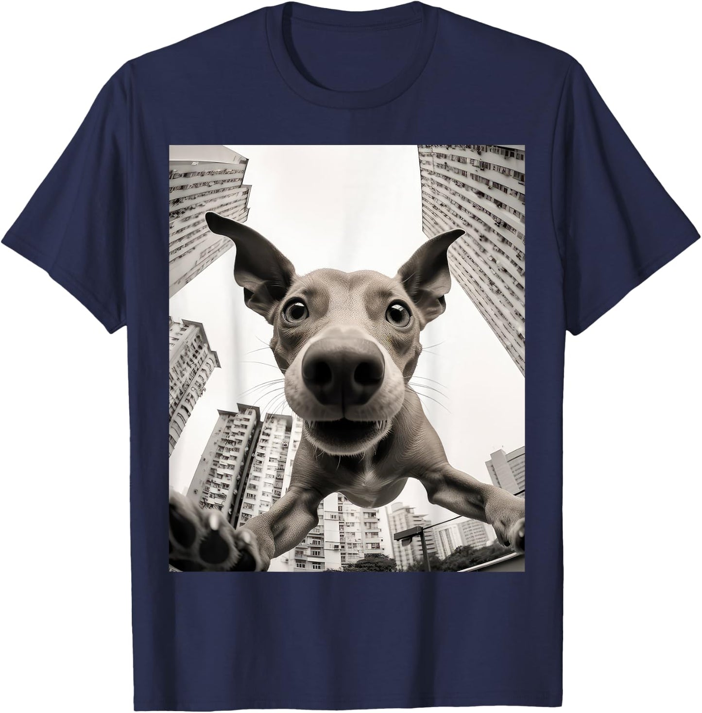 Funny dog selfie pic T-Shirt - T-Shirt | Navy