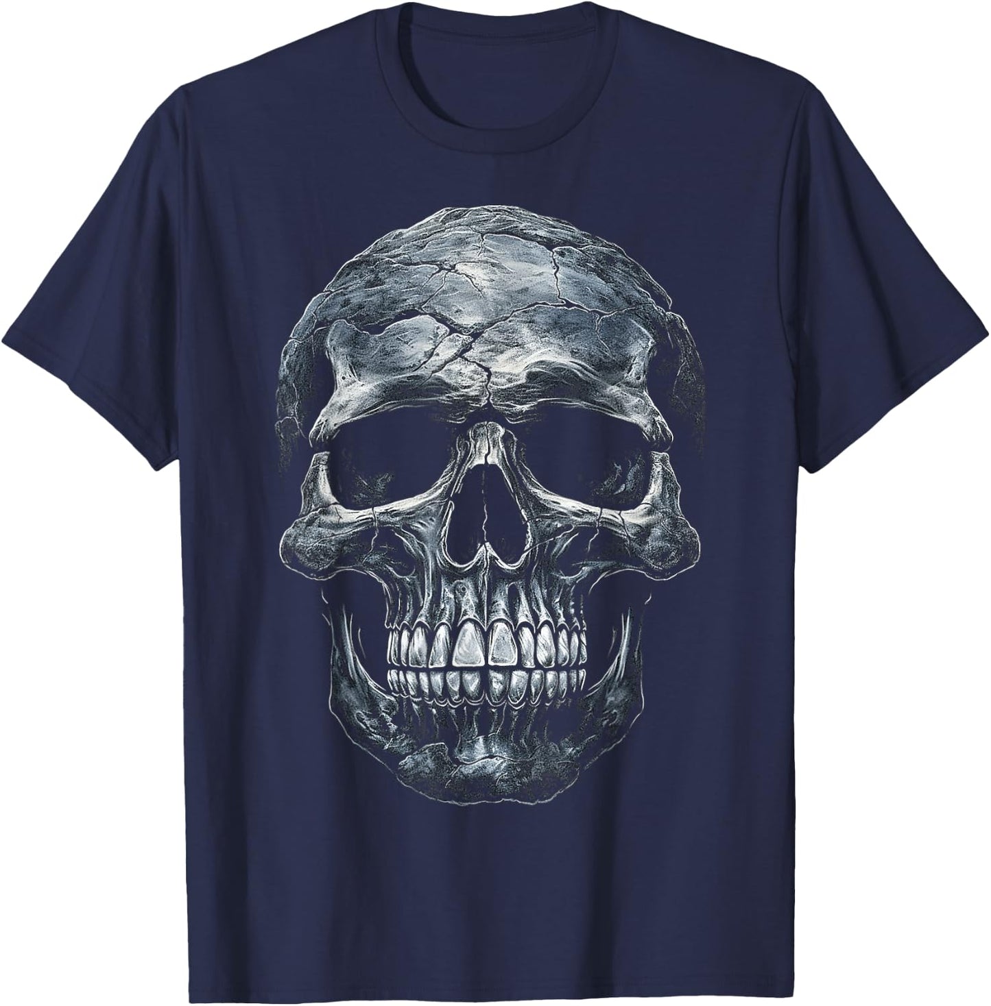Skull Motif Artwork Art Skull T-Shirt - T-Shirt | Navy