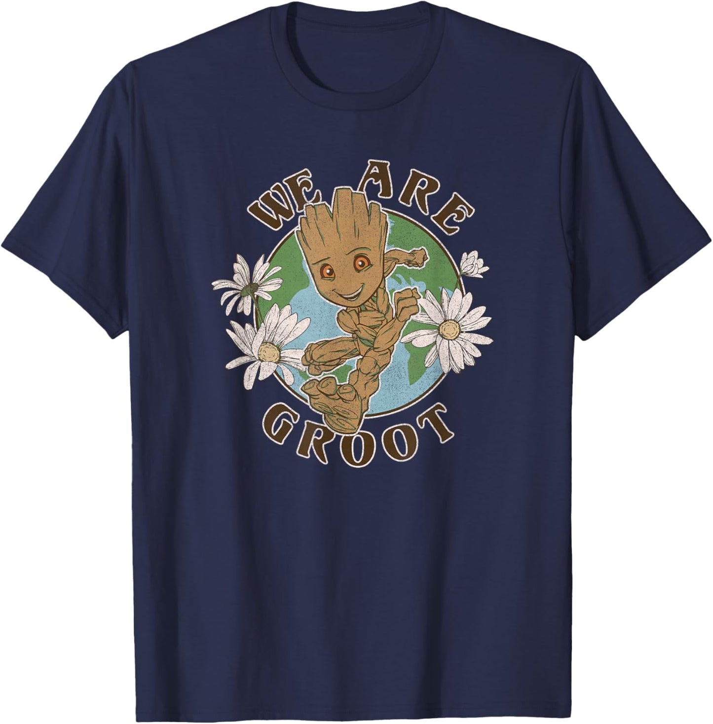 Marvel Guardians of The Galaxy We are Groot Floral Run Small T-Shirt - T-Shirt | Navy