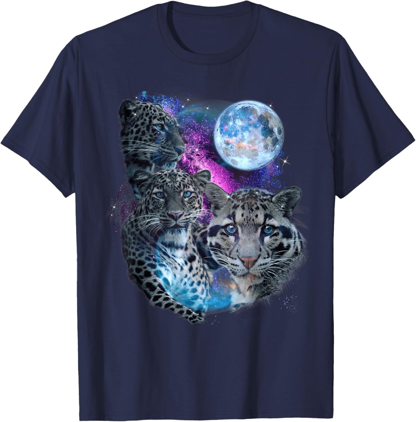 3 Moon Clouded Leopard Genus Panther Felidae Cat Novelty Women Kids T-Shirt - T-Shirt | Navy