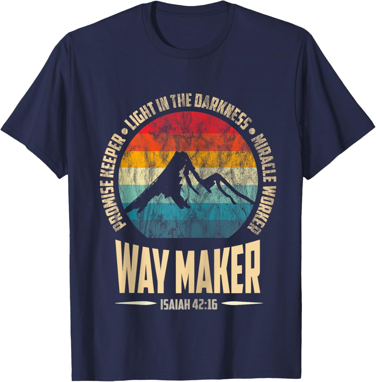 Vintage Waymaker Promise Keeper Miracle Worker Christian men Zip T-Shirt - T-Shirt | Navy