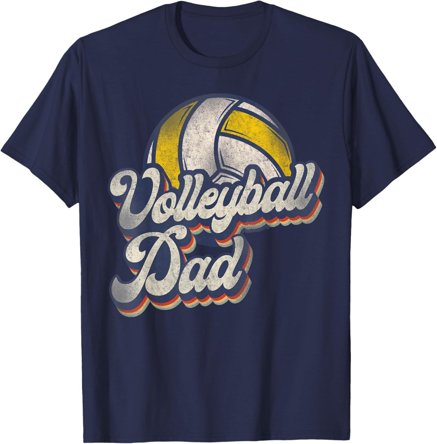 Volleyball Player Team Dad Father Retro Vintage Volleyball T-Shirt - T-Shirt | Navy