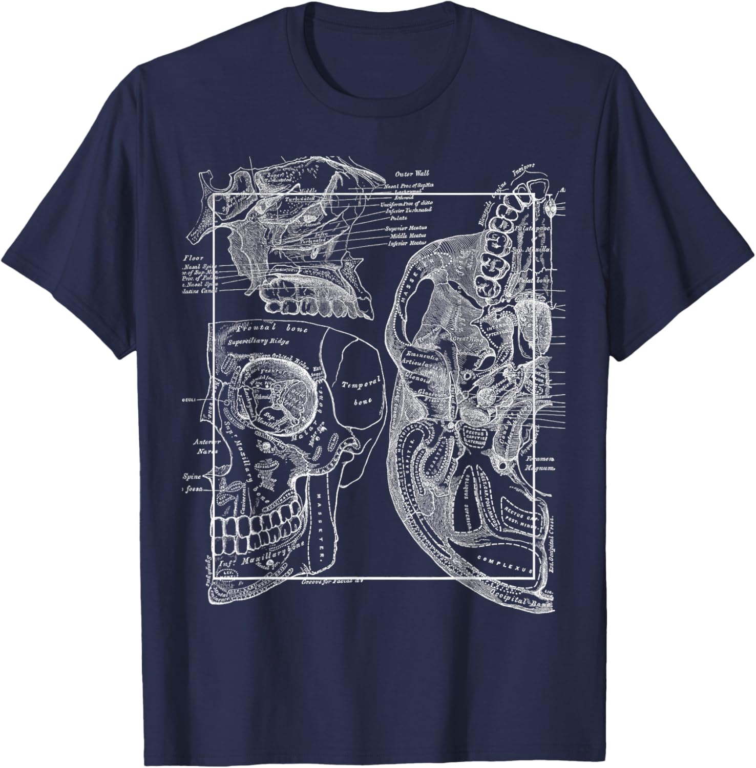 Neuroscience Gifts Anatomy Of The Human Cranial Bones T-Shirt - T-Shirt | Navy