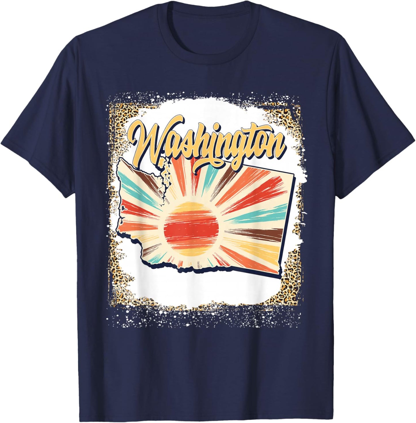 Vintage USA Washington State Map Flag Souvenir Men Women Kid T-Shirt - T-Shirt | Navy