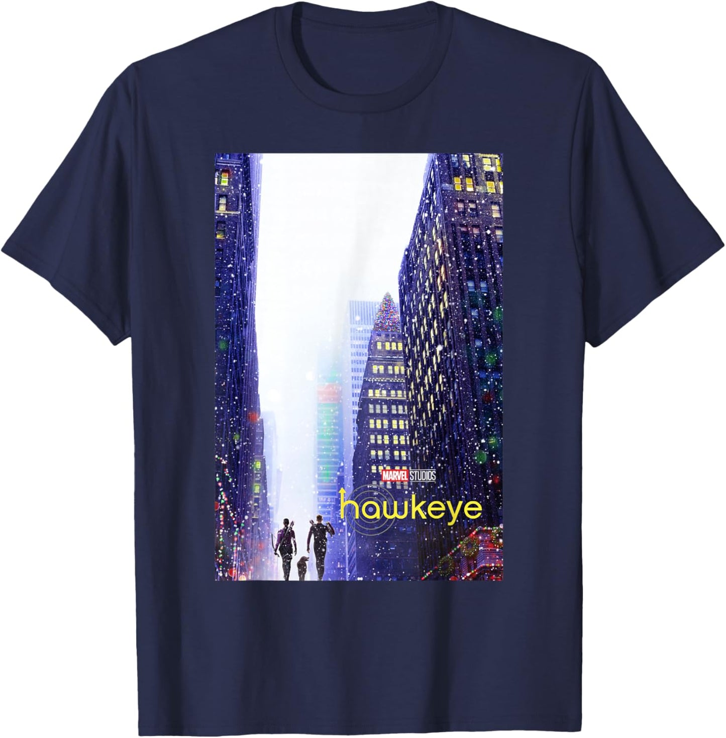 Marvel Hawkeye Disney Plus Group Shot Cityscape Poster T-Shirt - T-Shirt | Navy
