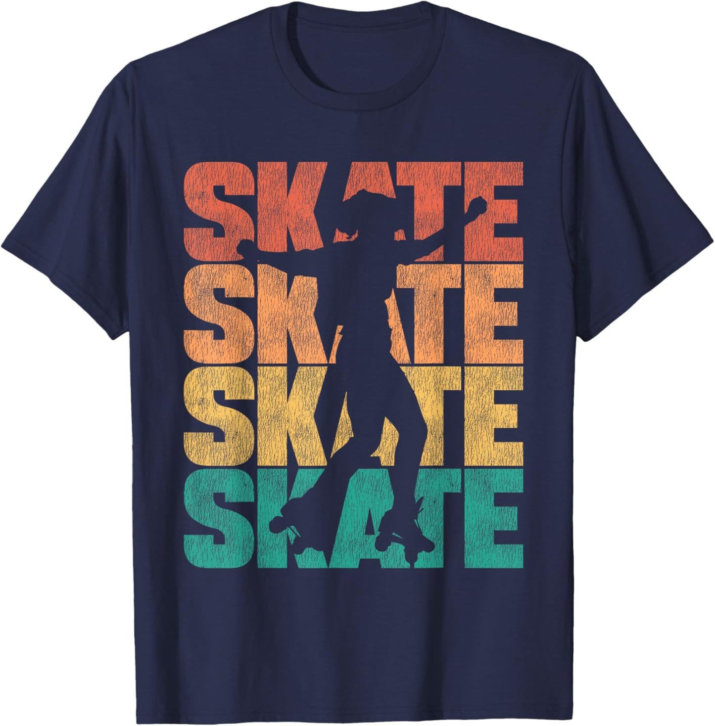 Cool Roller Skating Skate Girl 1970S Retro Vintage T-Shirt - T-Shirt | Navy