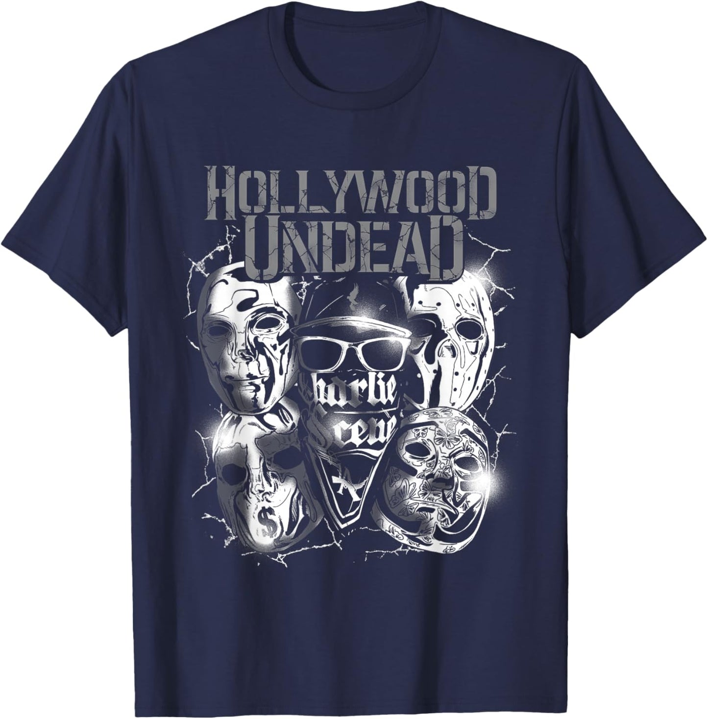 Hollywood Undead - Official Merchandise - Metal Masks Small T-Shirt - T-Shirt | Navy