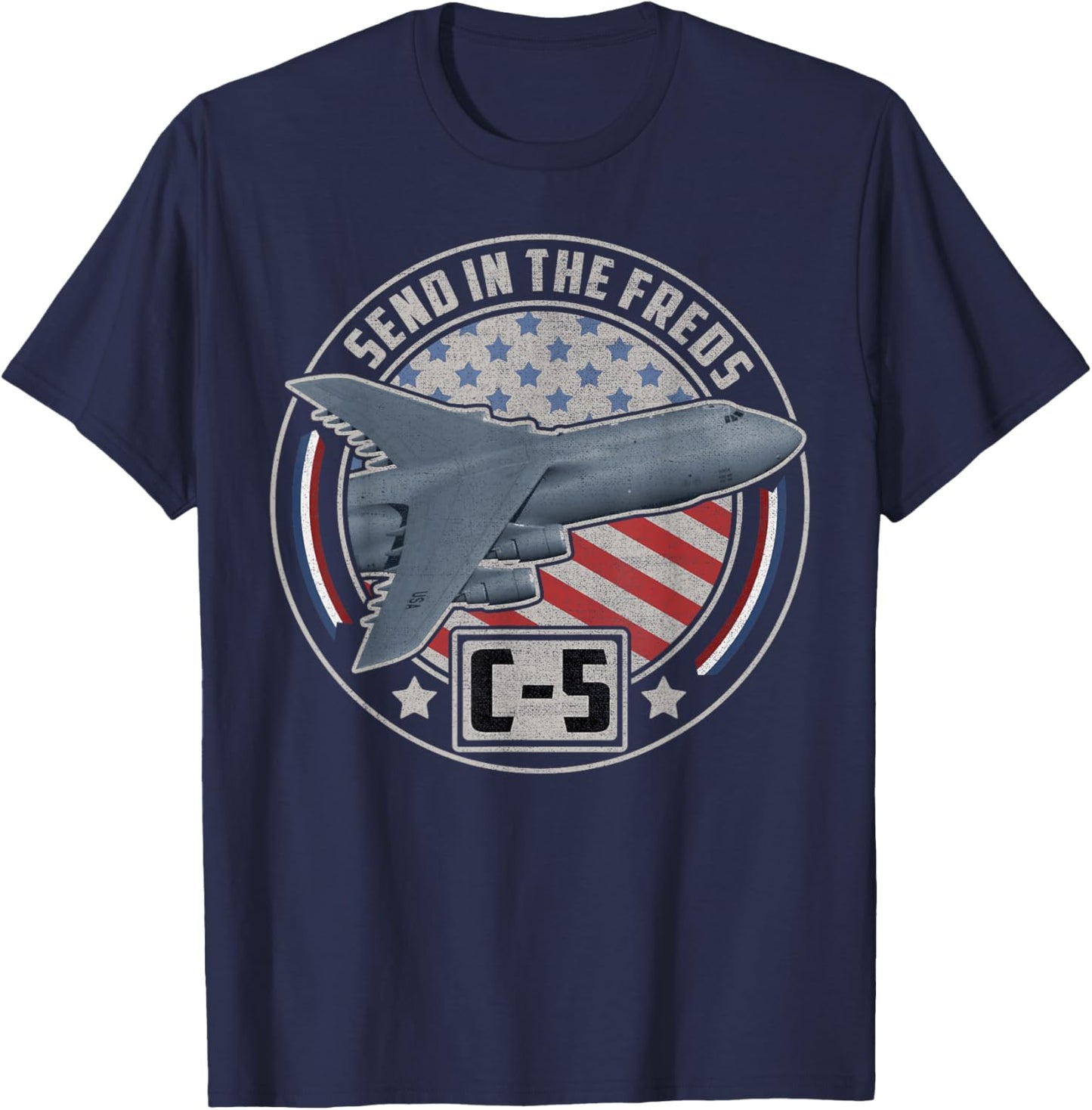 C-5 Galaxy US Military Cargo Aircraft T-Shirt - T-Shirt | Navy