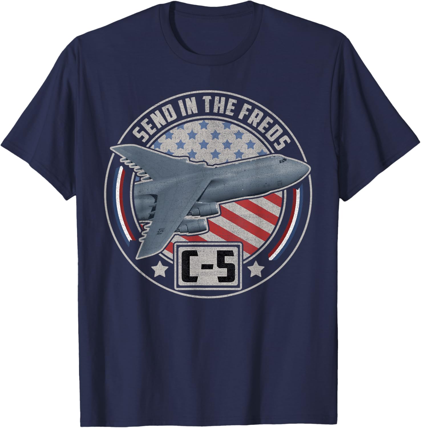C-5 Galaxy US Military Cargo Aircraft T-Shirt - T-Shirt | Navy