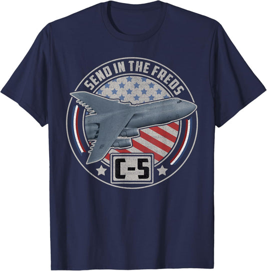 C-5 Galaxy US Military Cargo Aircraft T-Shirt - T-Shirt | Navy