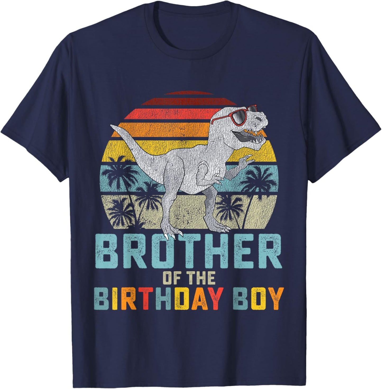 Brother Dinosaur of The Birthday Boy Matching Family Small T-Shirt - T-Shirt | Navy