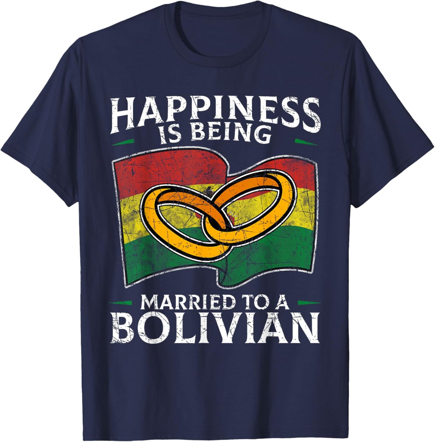 Bolivian Marriage Bolivian Married Flag Wedded Culture T-Shirt - T-Shirt | Navy