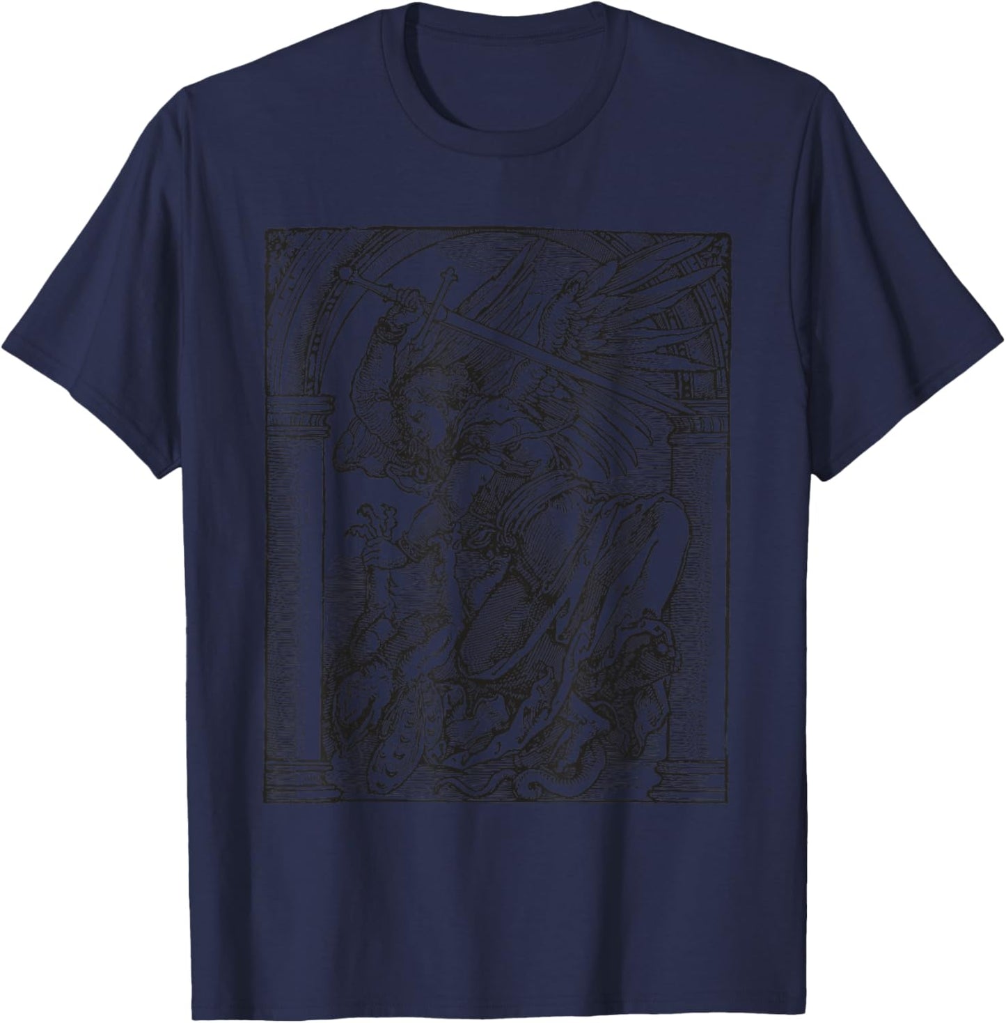 St Michael Archangel Angel Catholic Patron Saint T-Shirt - T-Shirt | Navy