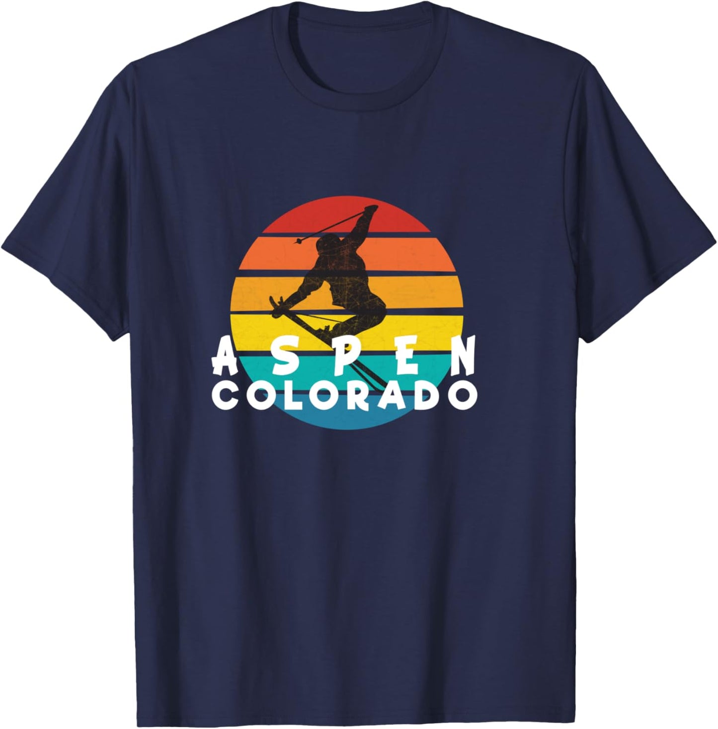 Ski Aspen 70s 80s Throwback Aspen Ski Colorado T-Shirt - T-Shirt | Navy