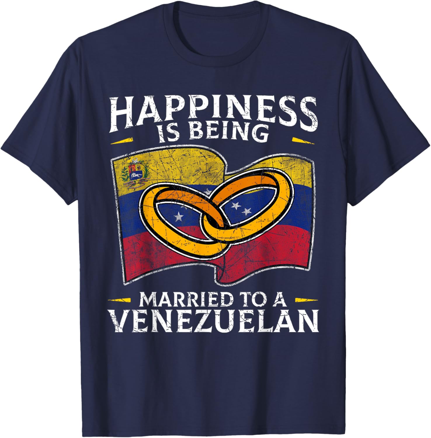 Venezuelan Wedding Venezuela Heritage Roots Flag Married T-Shirt - T-Shirt | Navy