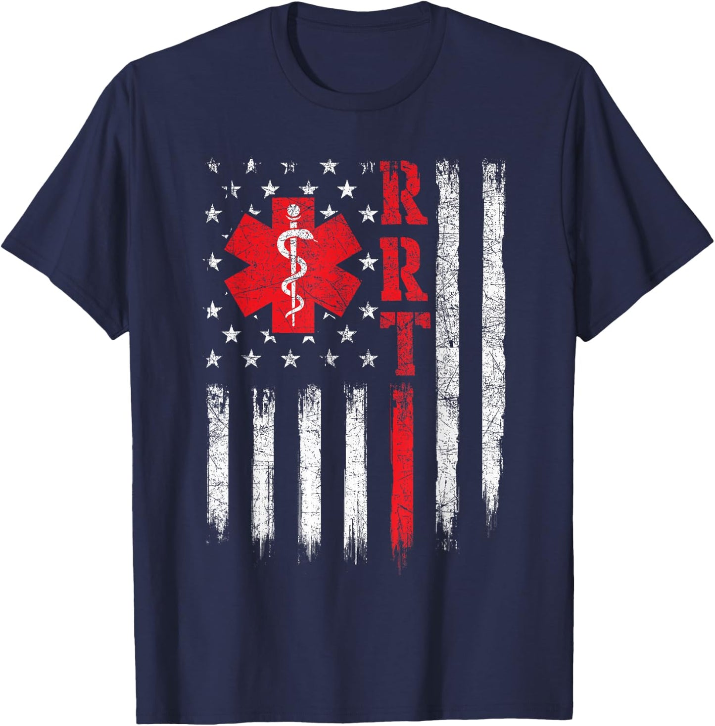 USA American Flag Respiratory Therapist Therapy T-Shirt - T-Shirt | Navy