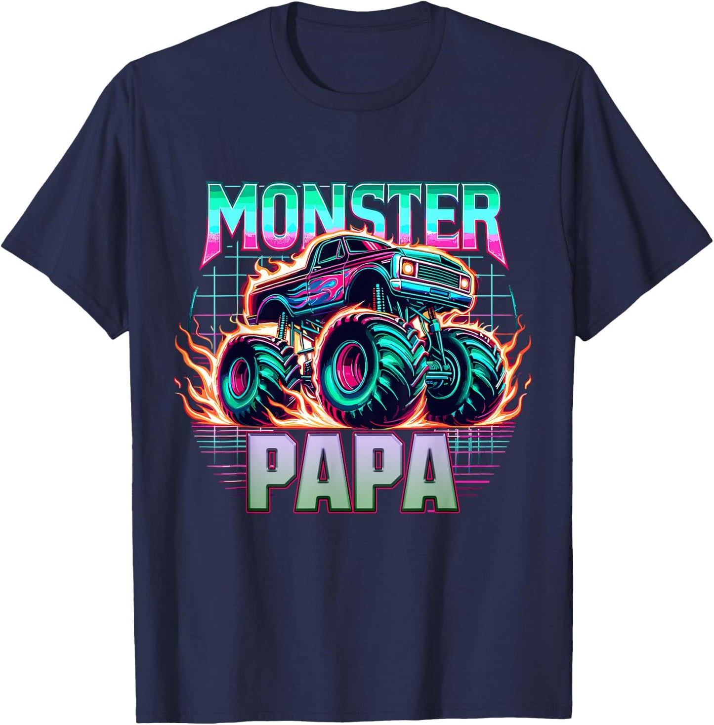Monster Truck Papa Monster Truck Are My Jam Truck Lovers T-Shirt - T-Shirt | Navy