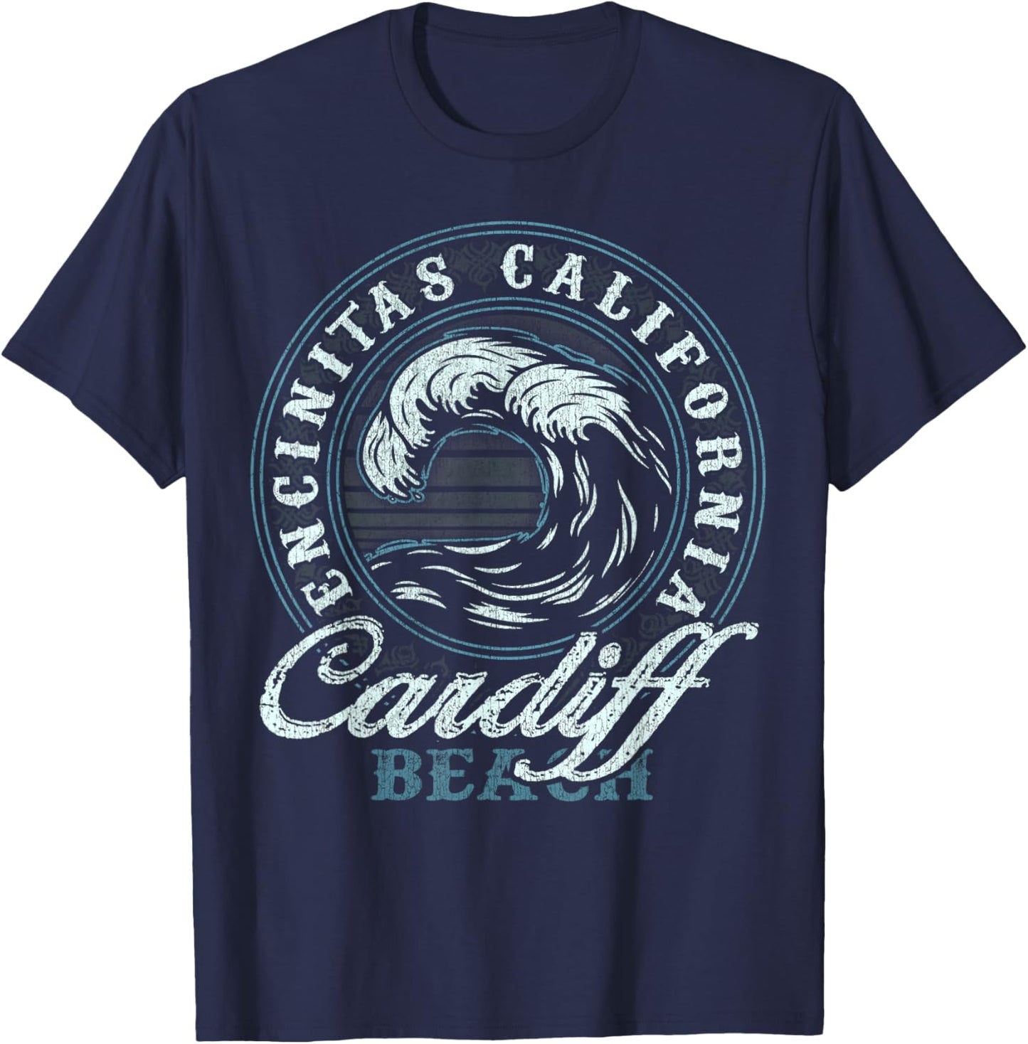 Cardiff Retro Wave Circle - Beach Gift Men Women Girls Kids T-Shirt - T-Shirt | Navy