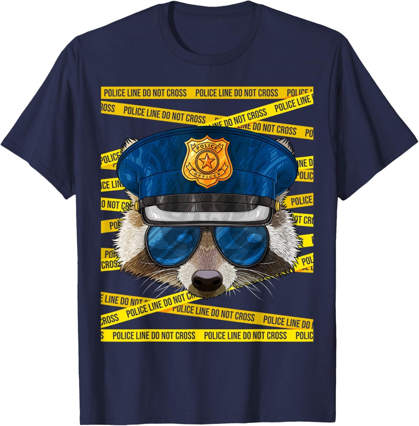 Raccoon Police Officer Policeman Funny Police Animal T-Shirt - T-Shirt | Navy