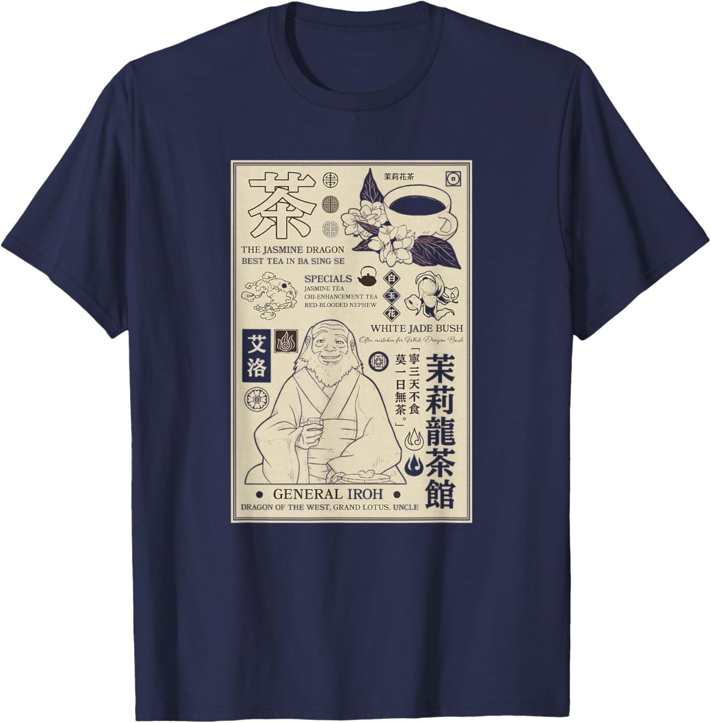 Avatar: The Last Airbender General Iroh Info Poster T-Shirt - T-Shirt | Navy
