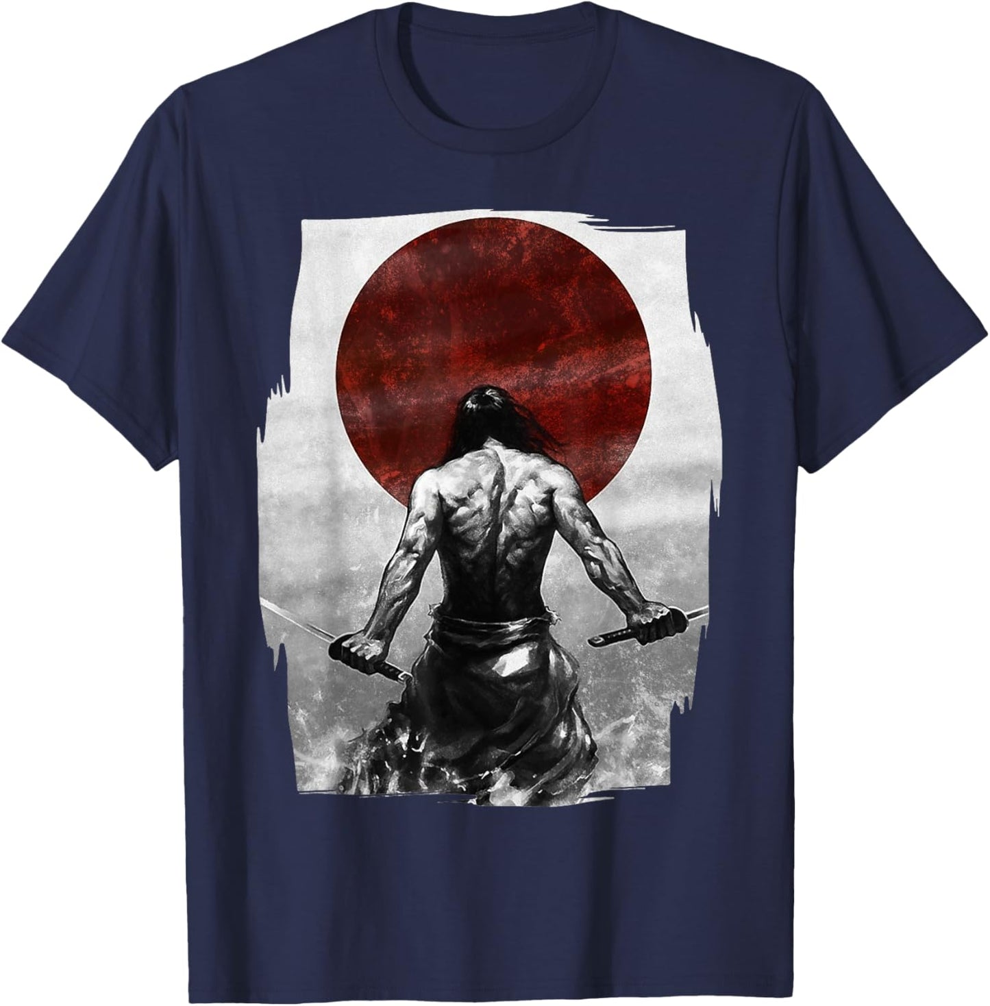 Samurai Warrior Vintage Fighter Retro Bushido Japanese T-Shirt - T-Shirt | Navy