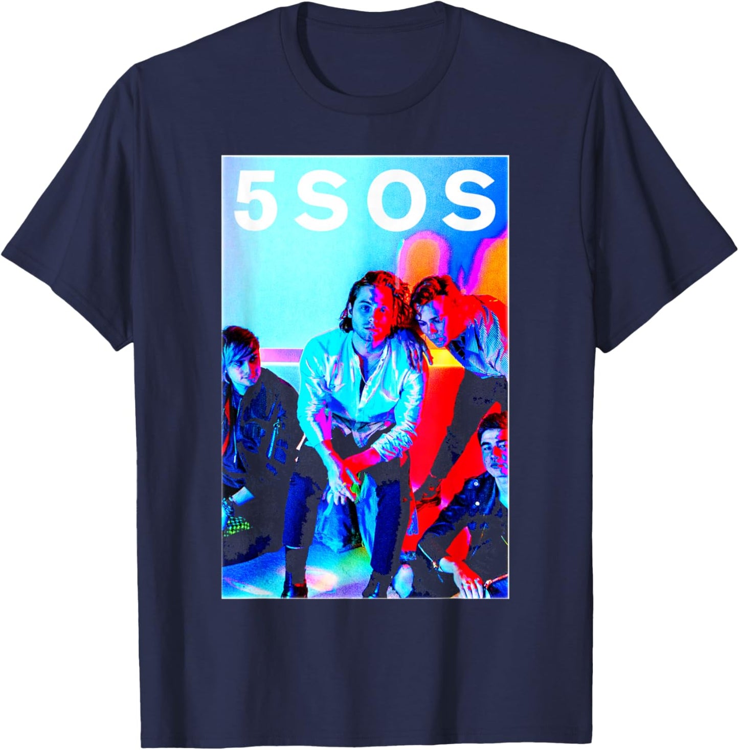 5 Seconds of Summer - 5SOS Band Photo T-Shirt - T-Shirt | Navy