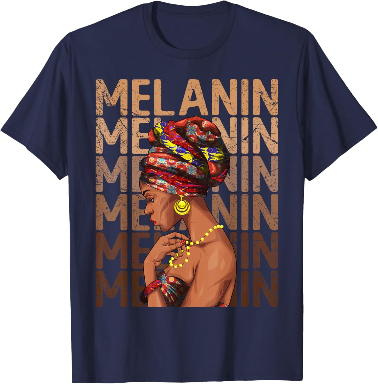 Black Strong Women Afro Love Melanin African Girl T-Shirt - T-Shirt | Navy