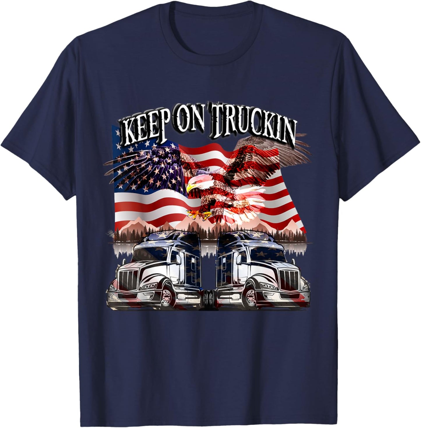 Keep on Truckin. Eagle USA Flag Design T-Shirt - T-Shirt | Navy