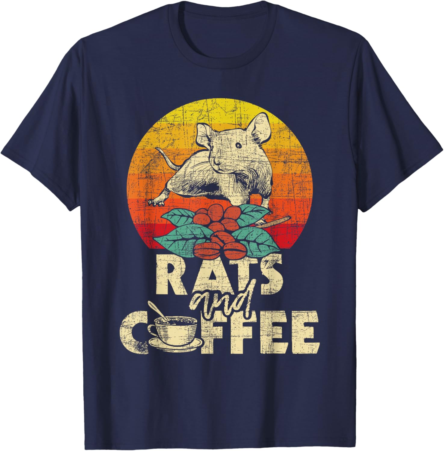 Rats And Coffee - Rodent Mouse Lover Rat Whisperer T-Shirt - T-Shirt | Navy