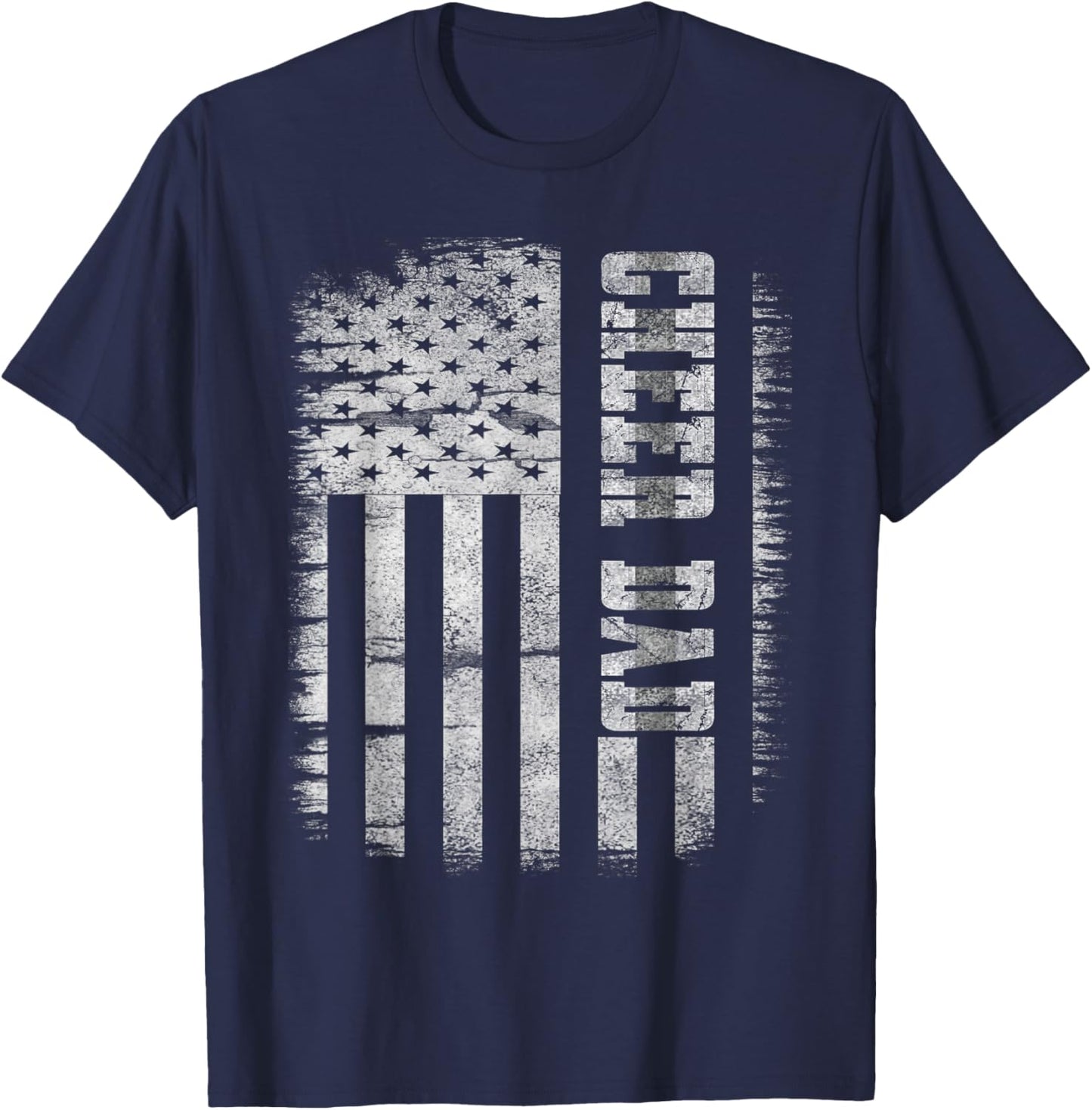 Cheer Dad Proud Cheerleading American Flag Best Cheer Dad T-Shirt - T-Shirt | Navy