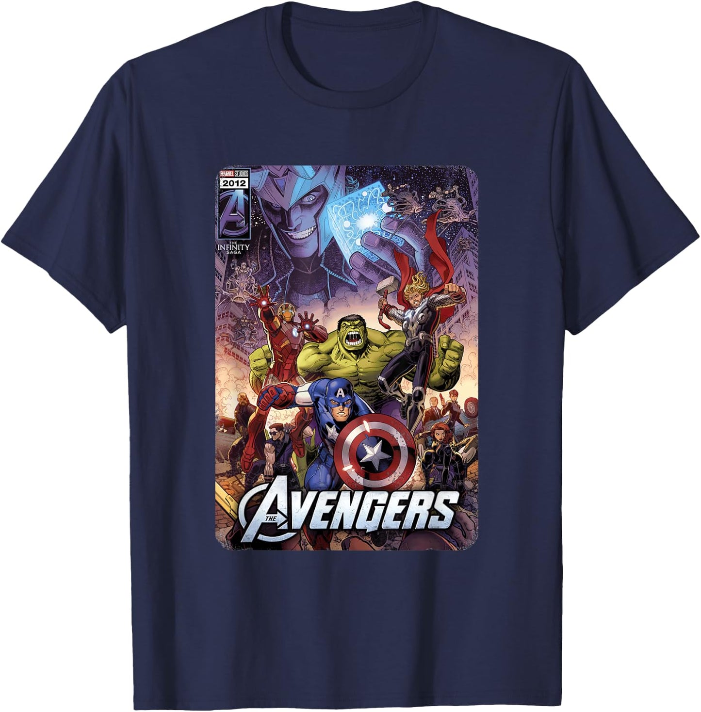 Marvel The Avengers Infinity Saga comic cover T-Shirt - T-Shirt | Navy