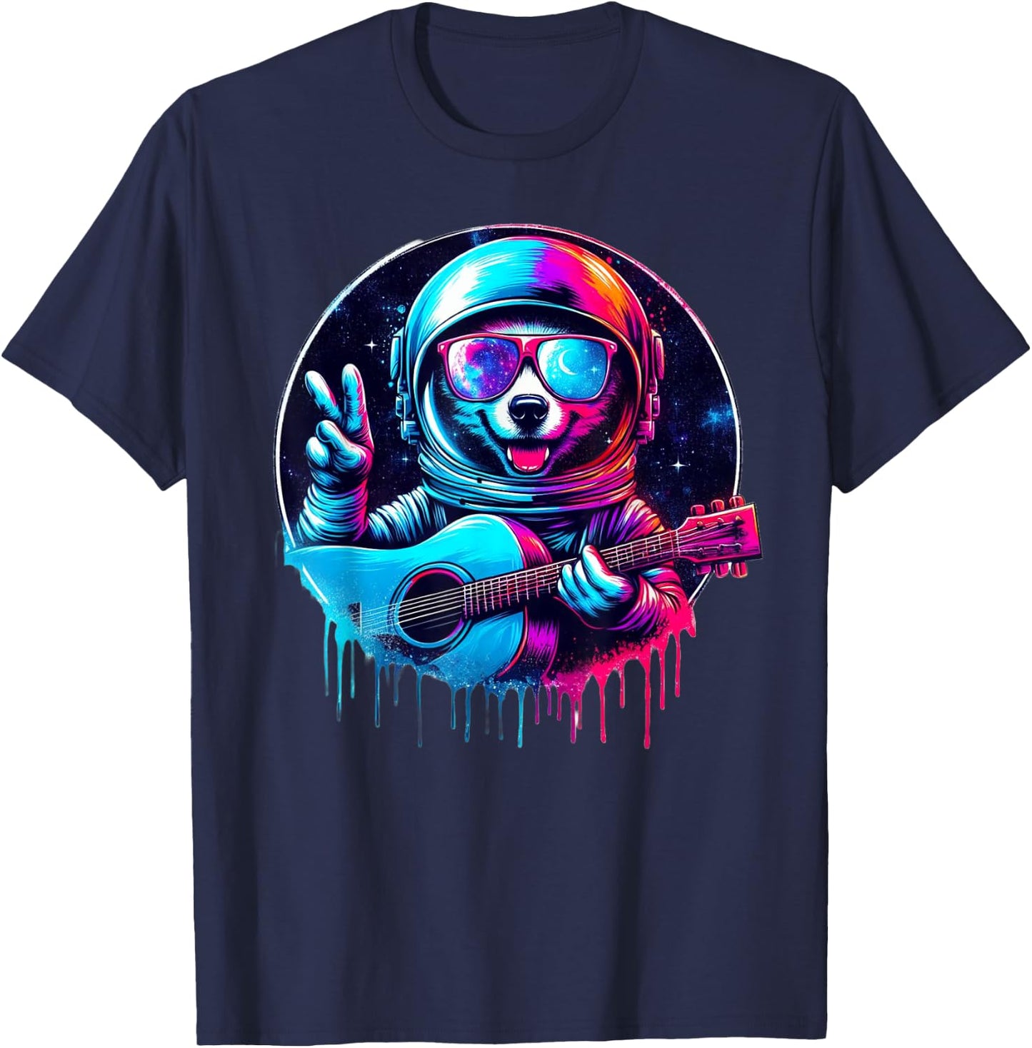 Rock On, Astronaut Dog! T-Shirt - T-Shirt | Navy