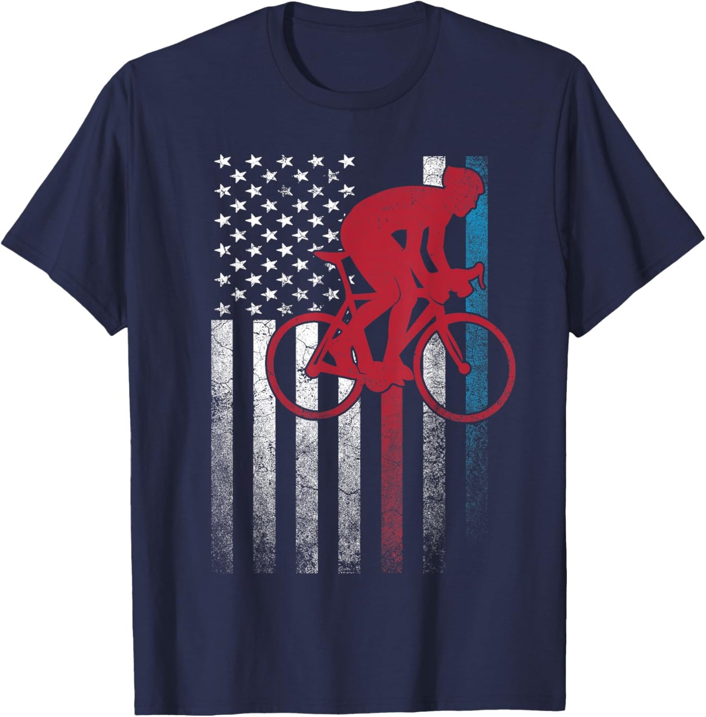Cycling Bike Bicycle 4th of July Gift American Flag USA Kids Men T-Shirt - T-Shirt | Navy