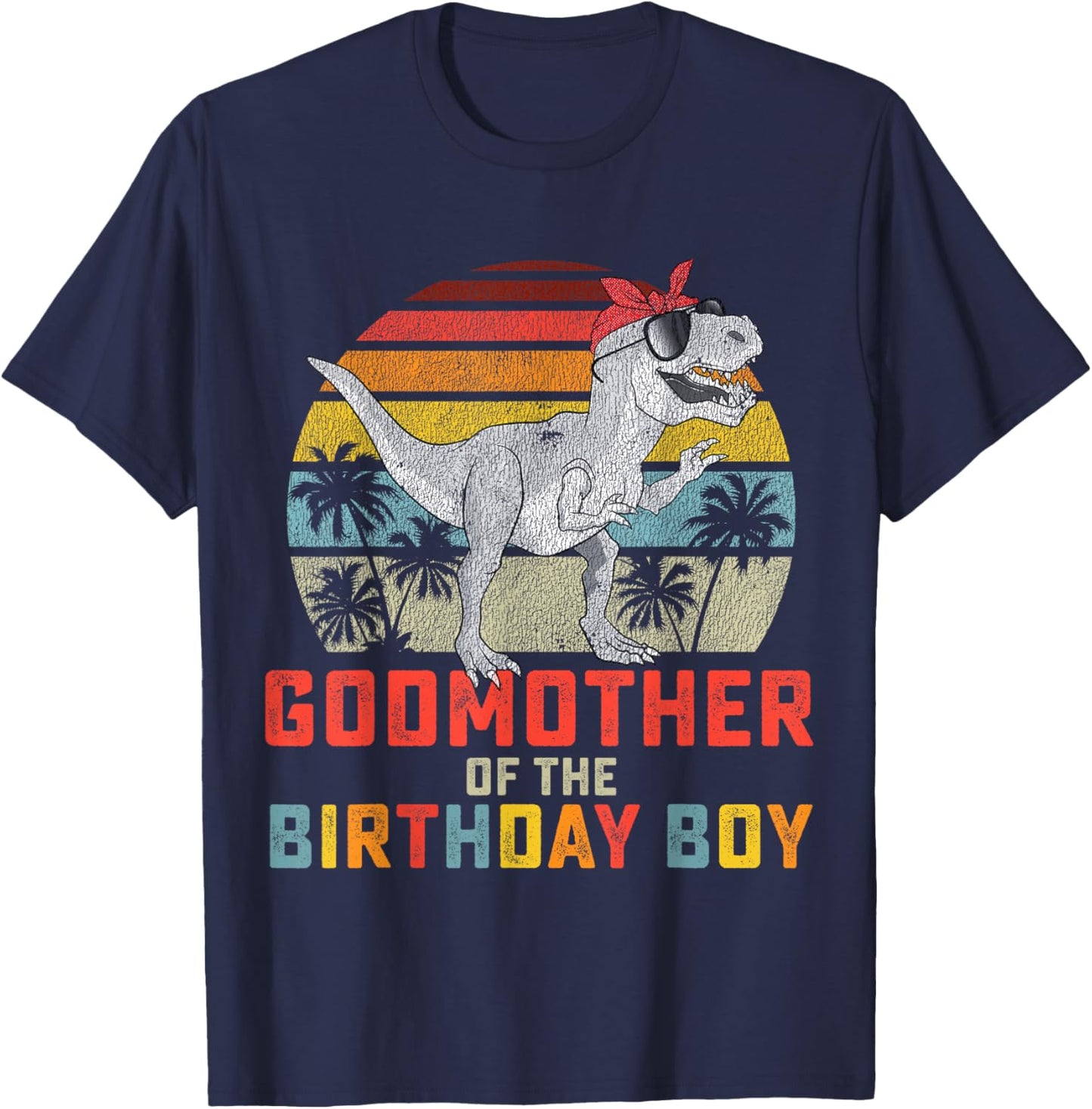 Godmother Dinosaur of the Birthday Boy Matching Family T-Shirt - T-Shirt | Navy
