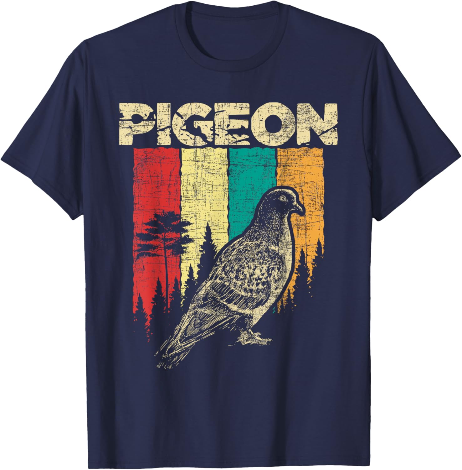 Retro Pigeon Racing - Birdwatching Bird Lover Ornithologist T-Shirt - T-Shirt | Navy