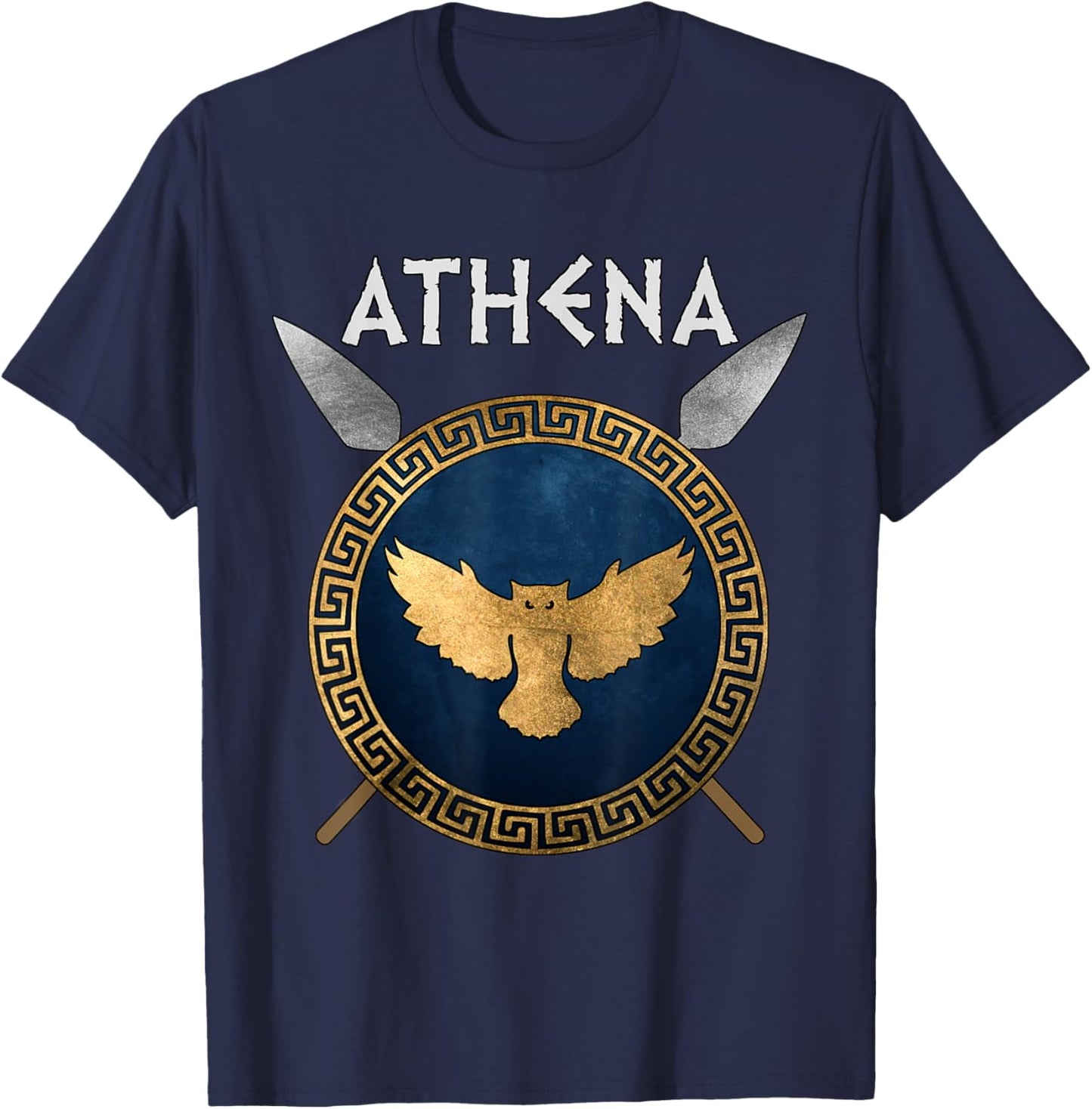 Athena Greek Goddess of Wisdom and War Symbol T-Shirt - T-Shirt | Navy