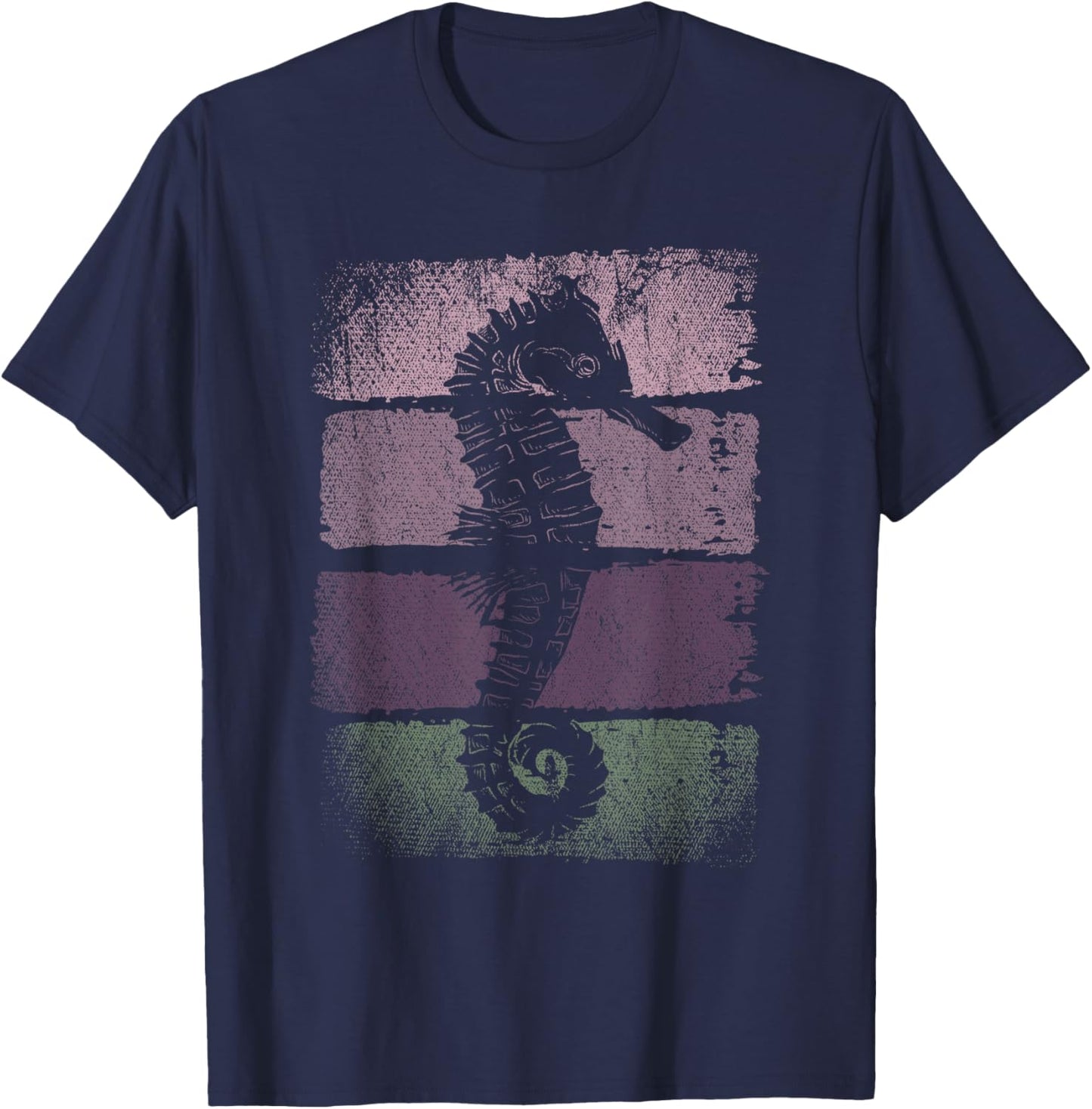Sea Creature Ocean Animal Sea Fish Retro Seahorse T-Shirt - T-Shirt | Navy