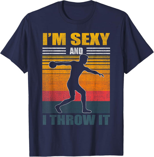 Discus Throw Vintage Disc Throwing Athletics Track and Field T-Shirt - T-Shirt | Navy