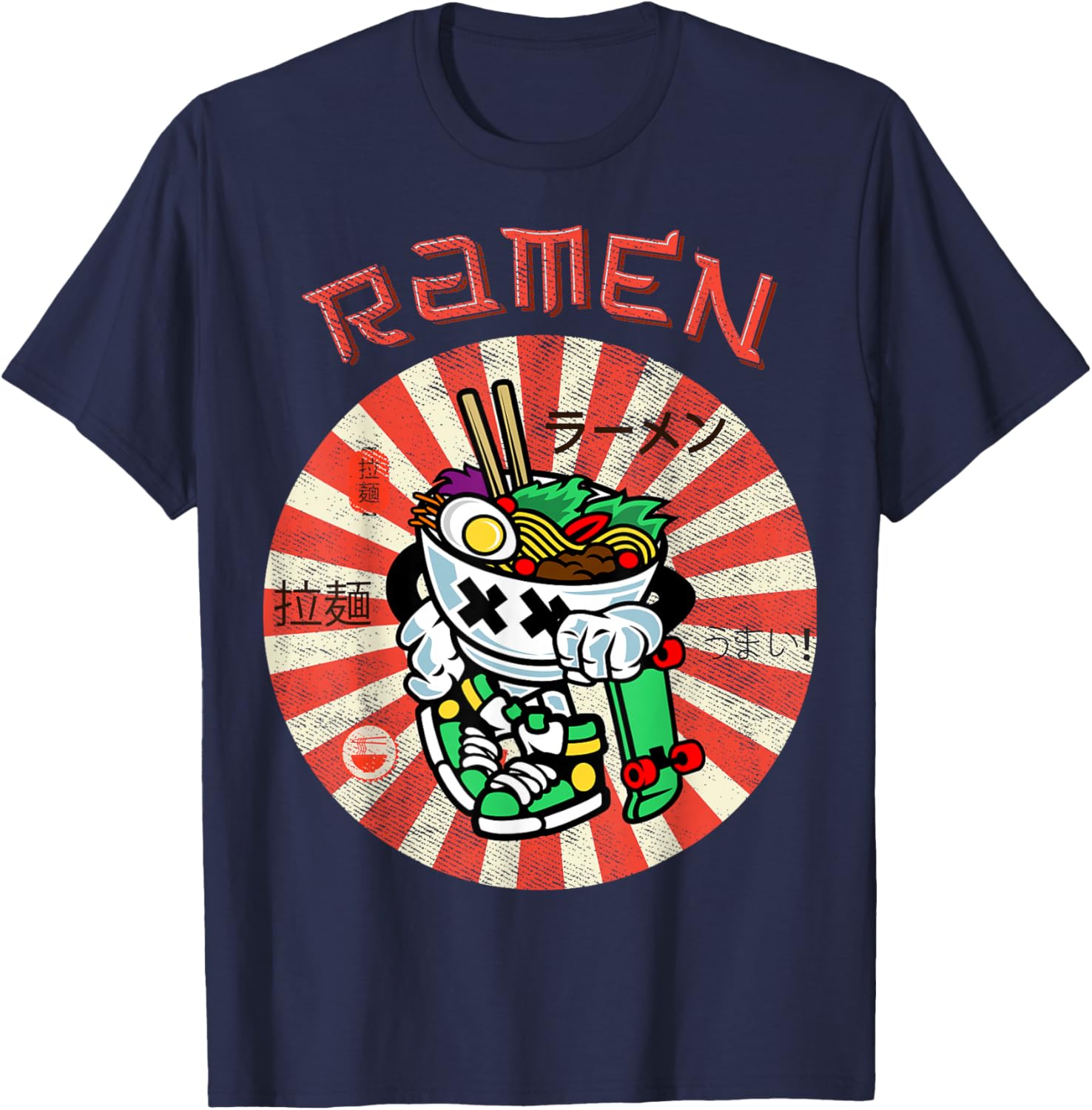 Cute Ramen Skater Kawaii Anime Skateboard Lover Teens T-Shirt - T-Shirt | Navy