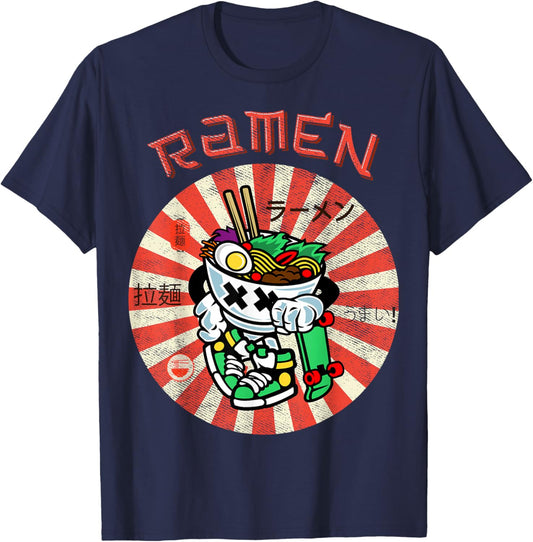 Cute Ramen Skater Kawaii Anime Skateboard Lover Teens T-Shirt - T-Shirt | Navy