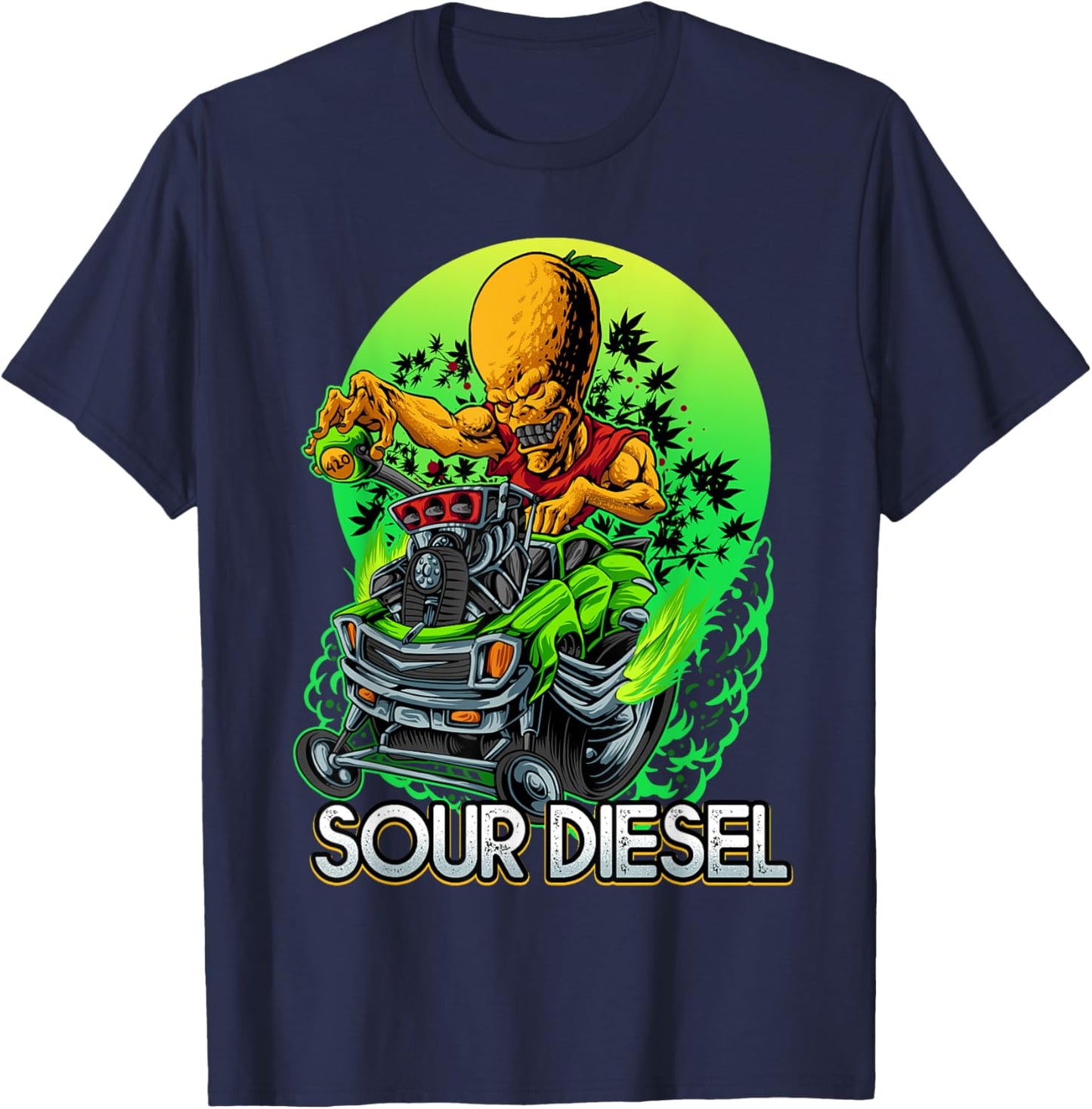 Sour Cannabis Diesel Marijuana Strain 420 Hot Alien Rod T-Shirt - T-Shirt | Navy